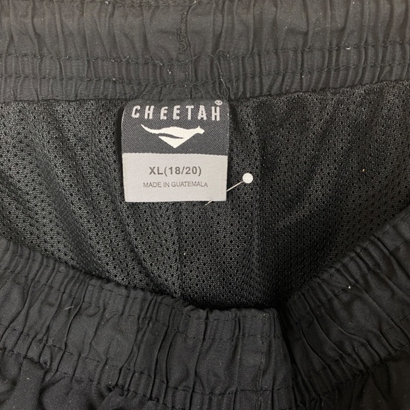 Vtg 90's Cheetah Mens Black Sports Gym Pants XL 18-20 Red Stripe Mesh Pockets - Picture 7 of 8